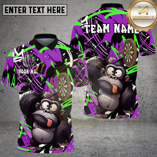 Maxcorners Darts Shirt Gorilla Character Dartboard Blue Green Graffiti Multioptions Personalized Name, Team Name 3D Shirt (4 Colors)