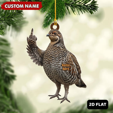 Maxcorners Grouse Hunting Middle Finger Gesture Personalized Grouse Hunter Gift Customized Name 3D Keychain And Ornament