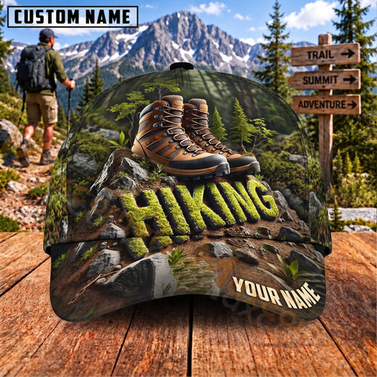 Maxcorners Hiking Hiking Boots Mountain Trail Adventure Personalized Name 3D Cap
