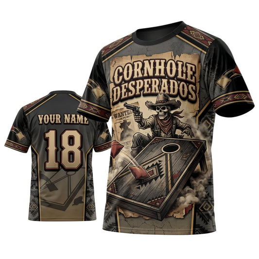 Maxcorners Cornhole Desperados Western Board Personalized Name 3D Unisex Shirt