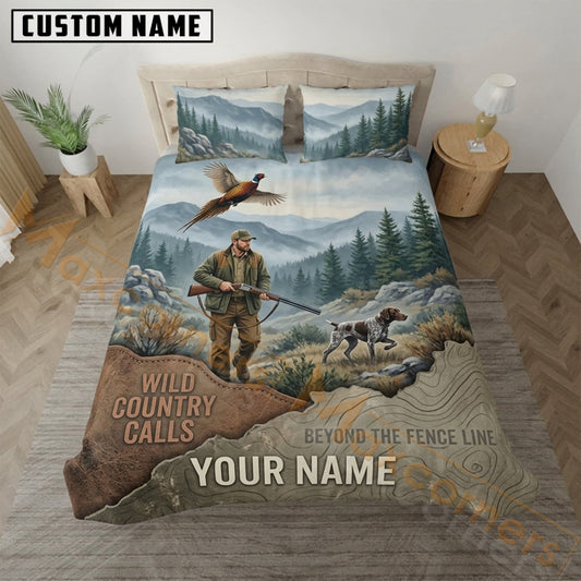 Maxcorners Upland Bird Hunting Snow Mountain Bedding Set 3D Print Custom Name