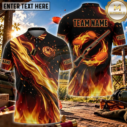 Maxcorners Clay Shooting Flaming Shotgun Target Personalized Name 3D Unisex Shirt