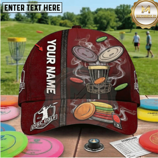 (8 Colors) Maxcorners Disc Golf Colorful Flying Discs & Chain Basket Personalized Name 3D Cap LM3009