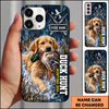Maxcorners Duck Hunting Retriever Dog Blue Camo Duck Hunting Typography Personalized Name 3D Phone Case - Golden Retriever