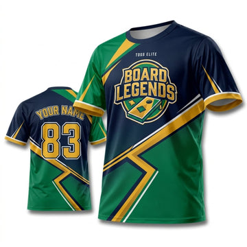 Maxcorners Cornhole Board Legends Green Gold Lightning Personalized Name 3D Unisex Shirt