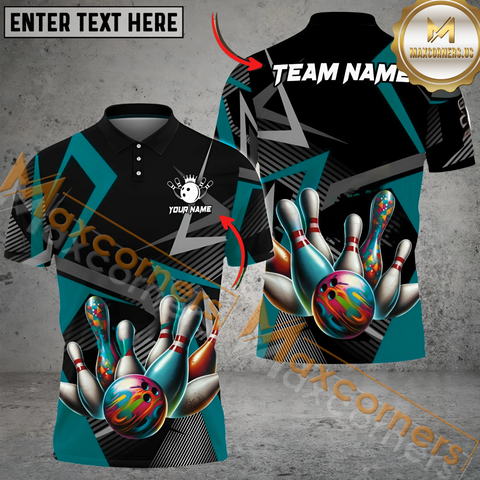 Maxcorners Cube Pattern Bowling Jersey Multicolor Option Customized Name, Team Name 3D Shirt