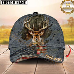 Maxcorners Whitetail Buck Patriotic Personalized Hat 3D Printed Multicolor