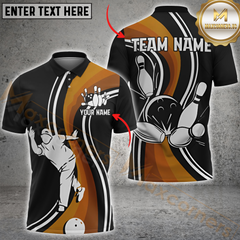 Maxcorners Bowling Pin Smash Multicolor Customized Name, Team Name 3D Polo Shirt