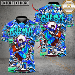 Maxcorners Street Swing Skeleton Golf Polo Shirt, Customized Name & Team Name 3D Shirts (4 Colors)