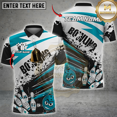 Maxcorners Bowling Funny Cartoon Graffiti Multicolor Customized Name, Team Name 3D Shirts