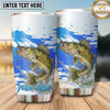 Maxcorners Fishing Tumbler Blue Watercolor Brush Design Personalized Name Tumbler (13 Species)