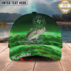 Maxcorners Fishing Emerald Lake Scenic Personalized Name 3D Cap (12 Fish Species)