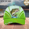 Maxcorners Fishing Cap Green Honeycomb Water Splash Personalized Name 3D Cap (12 Fish Species)