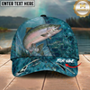 Maxcorners Fishing Ocean Blue Underwater Texture Personalized 3D Cap (12 Fish Species)