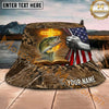 Maxcorners Fishing Patriotic Faith Camo Personalized Name 3D Bucket Hat (12 Fish Species)