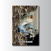 Maxcorners Striped Bass Fishing Camo Cutout Splash Design Personalized Name 3D Poster