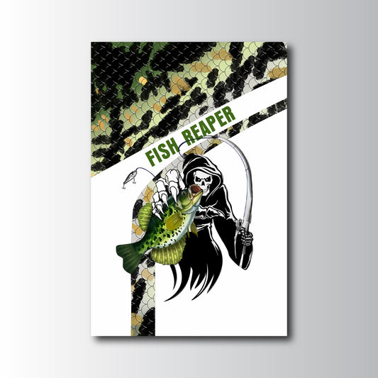 Maxcorners Largemouth Bass Fishing Grim Reaper Camo Style Personalized Name 3D Poster