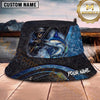 Maxcorners Fishing Dark Skull Fisherman with Dramatic Rod and Water Splash Personalized Name 3D Bucket Hat (13 Fish Species)