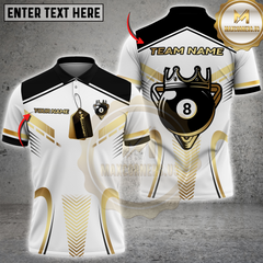 Maxcorners Luxury 8-Ball King Multicolor Customized Name, Team Name 3D Shirts| White