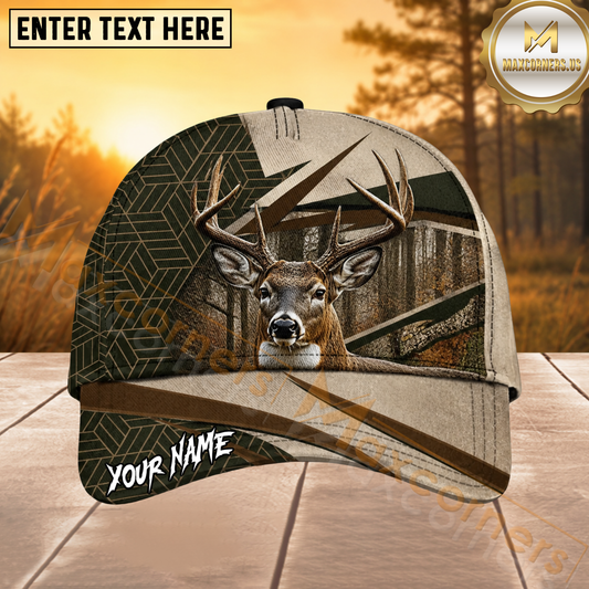 Maxcorners Deer Hunting Geometric Camo Personalized 3D Cap