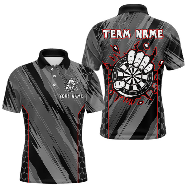 Maxcorners Men’s Custom Darts Shirt - Cracked Dartboard In Grip | Name Personalization LM2404