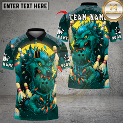 Maxcorners Bowling Savage Wolf Multicolor Customized Name, Team Name 3D Shirts