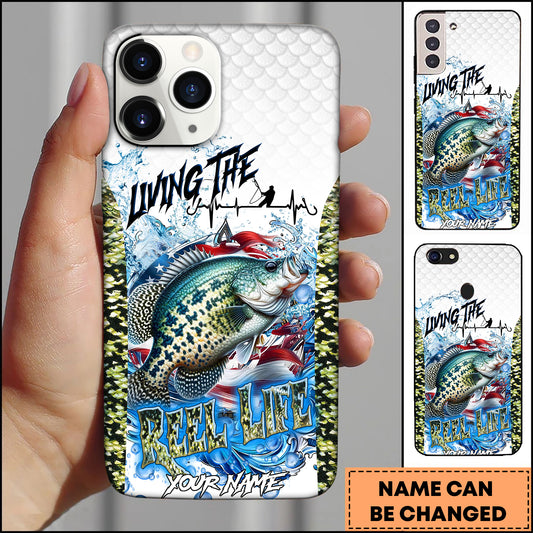 Maxcorners Crappie Fishing Patriotic Water Splash Personalized Name 3D Phone Case
