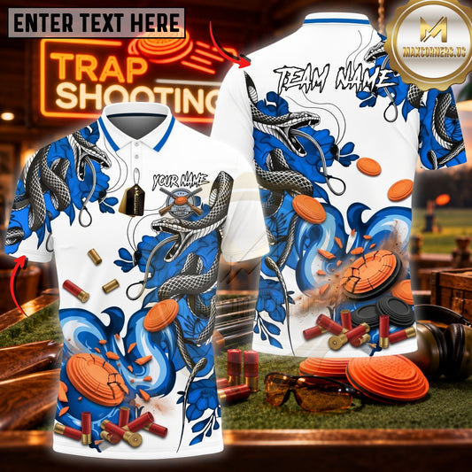 Maxcorners Trap Shooting Shotgun & Eagle Clay Target Graphic Multicolor Customized Name, Team Name 3D Shirts