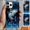 Maxcorner Fishing Blue Flame Smoke Background Personalized Name 3D Phone Case (10 Fish Species)