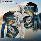 Maxcorners Crappie Fishing Big Fin Pattern Personalized Name, Team Name 3D Long Sleeve Shirt