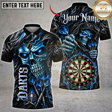 Maxcorners Darts & Skull Dartboard Gothic Flame Graphic Multicolor Customized Name, Team Name 3D Shirts