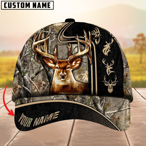 Maxcorners Beautiful Deer Hunting Version 2 Camouflage Pattern Multicolor Personalized Name 3D Cap