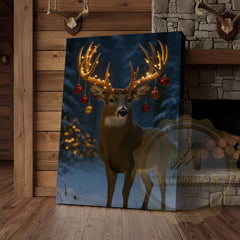 Maxcorners Magical Christmas Deer Canvas - Golden Bokeh Winter Print