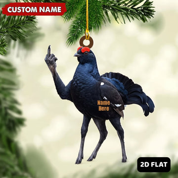 Maxcorners Black Grouse Hunting Middle Finger Gesture Bird Hunting Gift For Hunters Customized Name 3D Keychain And Ornament