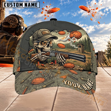 Maxcorners Trap & Skeet Shooting Woodland Skull Reaper Shooter Personalized Name 3D Cap
