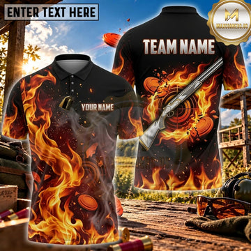 Maxcorners Clay Shooting Fire Shotgun Clay Target Personalized Name 3D Unisex Shirt