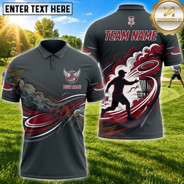 Maxcorners Disc Golf Red Flying Disc Player Silhouette Personalized Name 3D Unisex Shirt