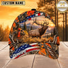 Maxcorners Hunting  American Flag Orange Camo Hunting Scene Multiple Options Personalized Name 3D Cap