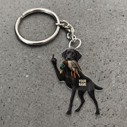 Maxcorners Duck Hunting Black Labrador Retriever Funny Standing Dog Custom Name Gift 2D Flat Acrylic Ornament, Keychain