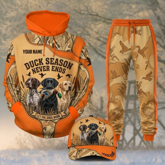 Maxcorners Duck Hunting Duck Season Open Orange Camo Personalized 3D Shirts