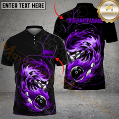 Maxcorners Bowling Curved Paint Multicolor Options Personalized Name, Team Name 3D Shirt