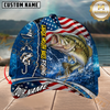 Maxcorners Fishing American Flag Personalized Name 3D Cap