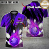 Maxcorners Bowling Fire Multicolor Customized Name, Team Name 3D Shirt