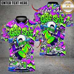 Maxcorners Street Swing Skeleton Golf Polo Shirt, Customized Name & Team Name 3D Shirts (4 Colors)