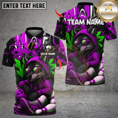 Maxcorners Bowling Graffiti Wolf Streetwear Multicolor Customized Name, Team Name 3D Shirts