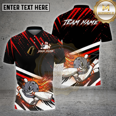 Maxcorners Bowling Shirts Ball Flame Black Abstract Design Multi Options Personalized Name, Team Name 3D Shirt