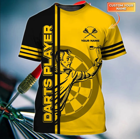 Maxcorners Dart Personalized 3D All Over Printed Dart Player Yellow Shirt