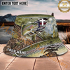 Maxcorners Fishing Camo Faith Hook Personalized Name 3D Bucket Hat (12 Fish Species)