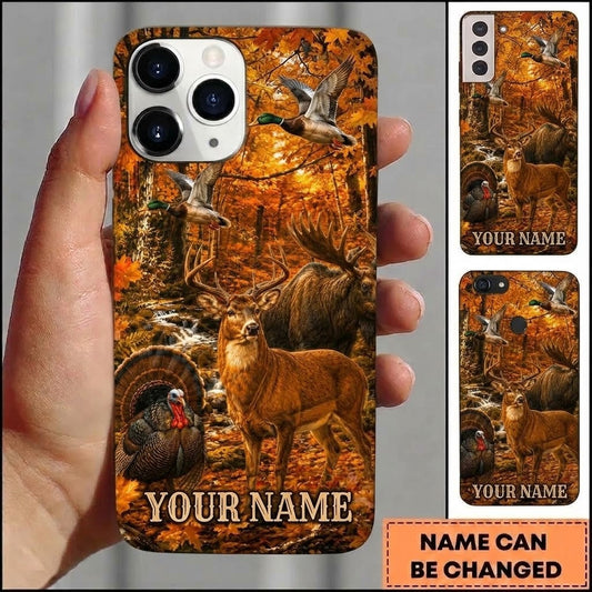 Maxcorners Hunting Deer Moose Turkey Duck Autumn Customized Name Phone Case