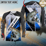 Maxcorners Stripped Bass Fishing Gradient Blue Sea Pattern Sport Custom Name & Team Name 3D Shirts